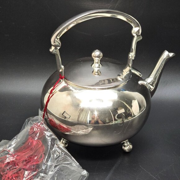 Vintage Silver-Plated Teapot Handle & Spout Monogrammed "M" Ball Footed DH1342 - Picture 2 of 7
